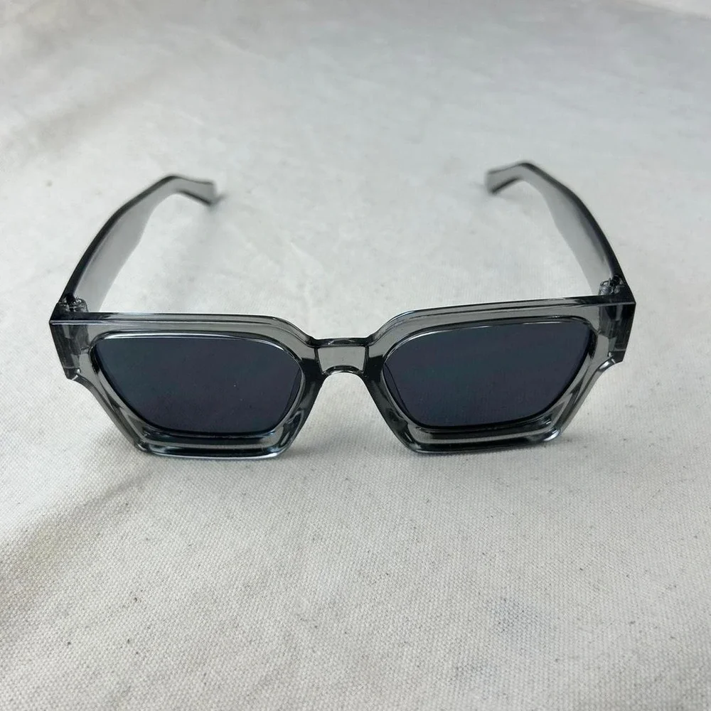 Vintage Y2K surfer style black squared sunglasses cyber grunge techno